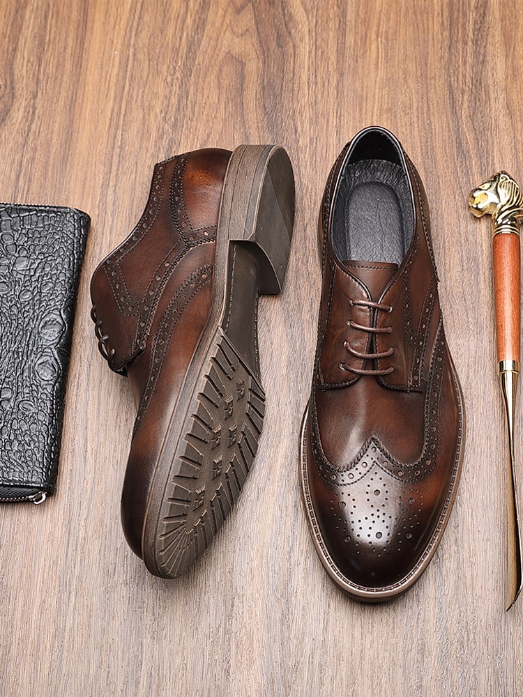 Zapatos de cuero de vaca hecho - Men'S Grooming Tips reseña y precio