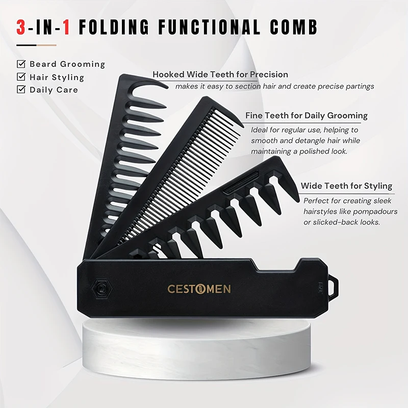 Peine de barba plegable 3 en 1 - Men'S Grooming Organizer reseña y precio